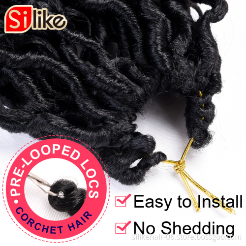 Silike Faux Locs curly Crochet Braids18 Inch Soft Natural Synthetic Hair Extension 12Stands/Pack Goddess Faux Locks Hair